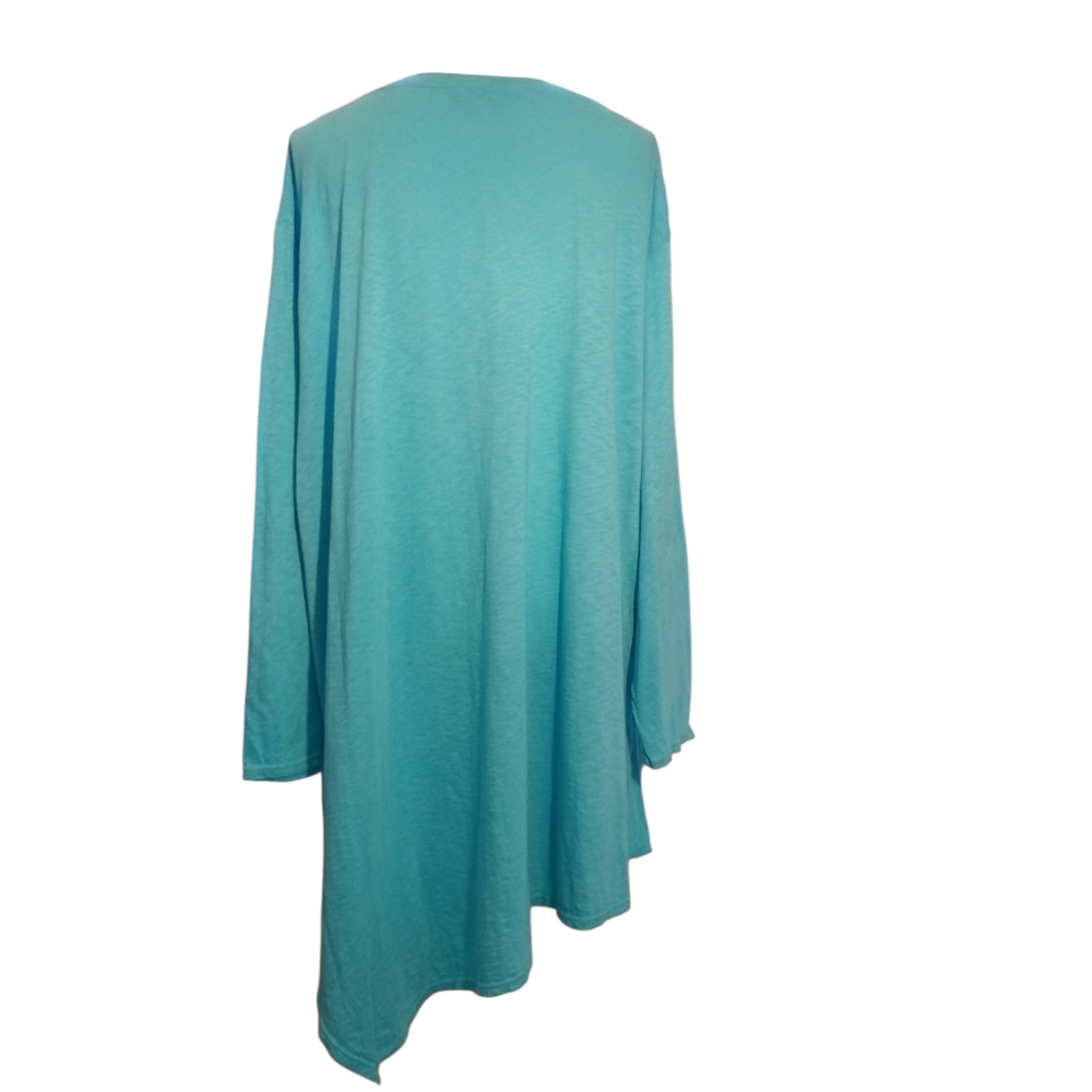 Fresh Produce Light Blue 3/4 Sleeve V Neck 100% Cotton Tunic Women's Top 3X - Picture 5 of 7